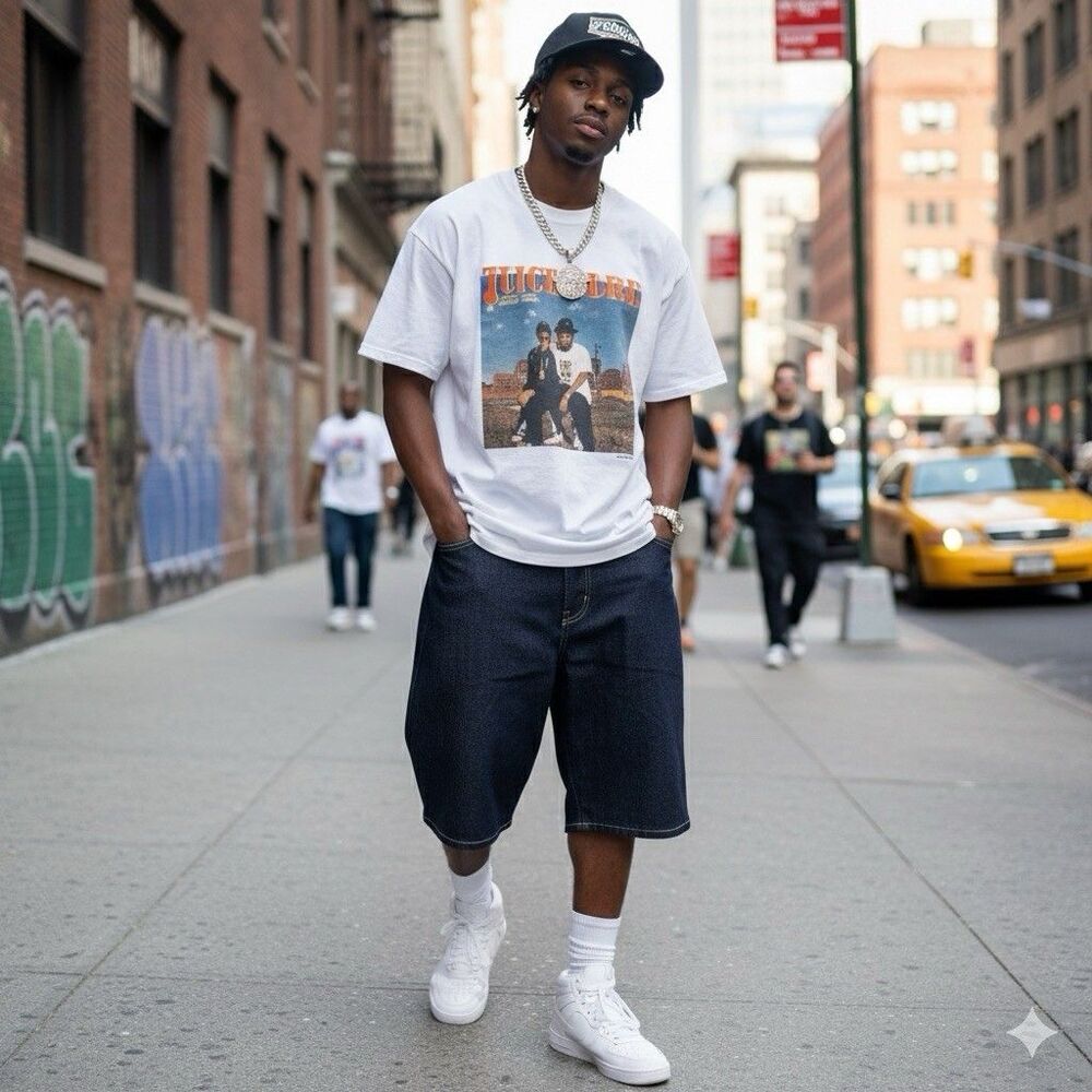 Vtg SOLO Semore Baggy Jean Shorts Mens 36 Hip Hop Rap Skater Y2K USA NWOT